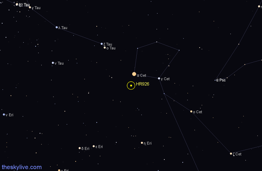 Finder chart HR926 star