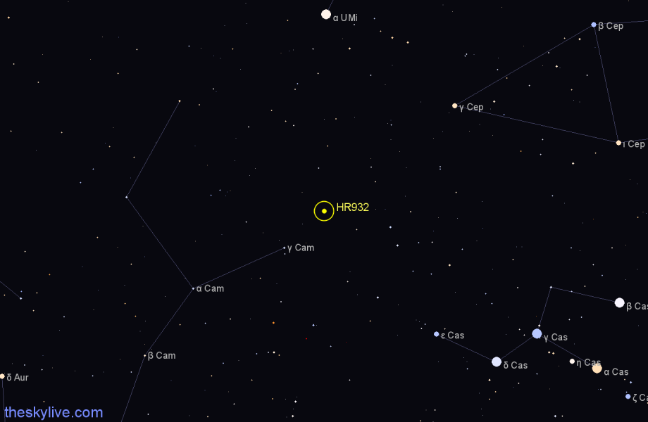 Finder chart HR932 star