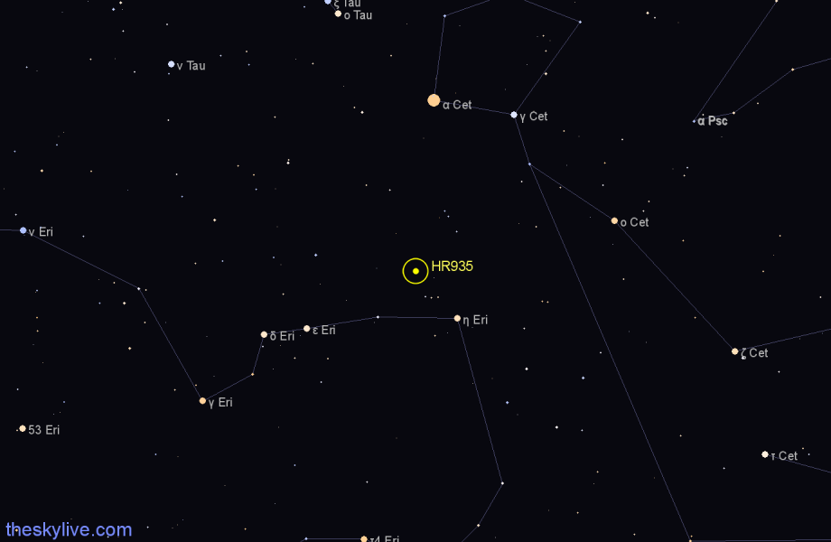 Finder chart HR935 star