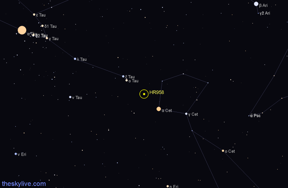 Finder chart HR958 star