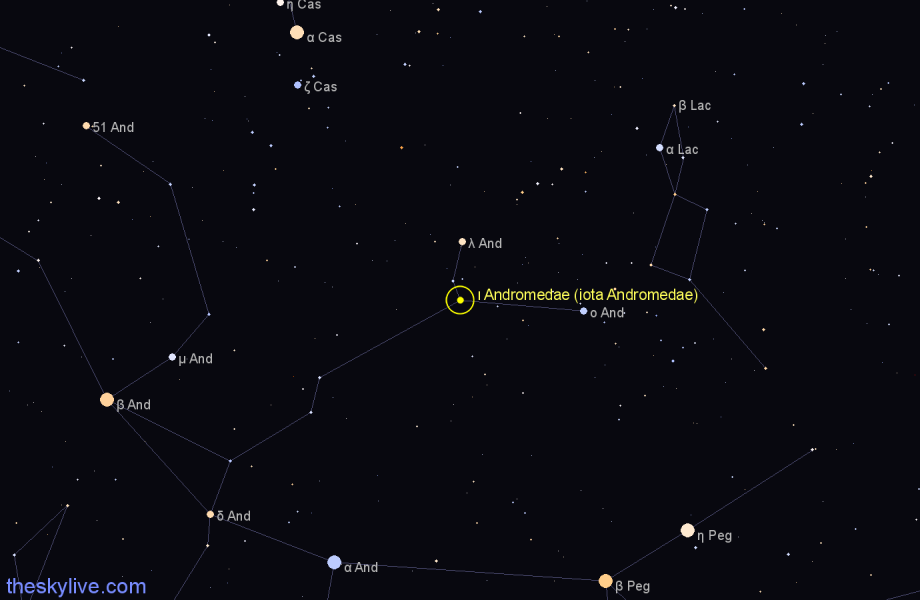 Finder chart ι Andromedae (iota Andromedae) star