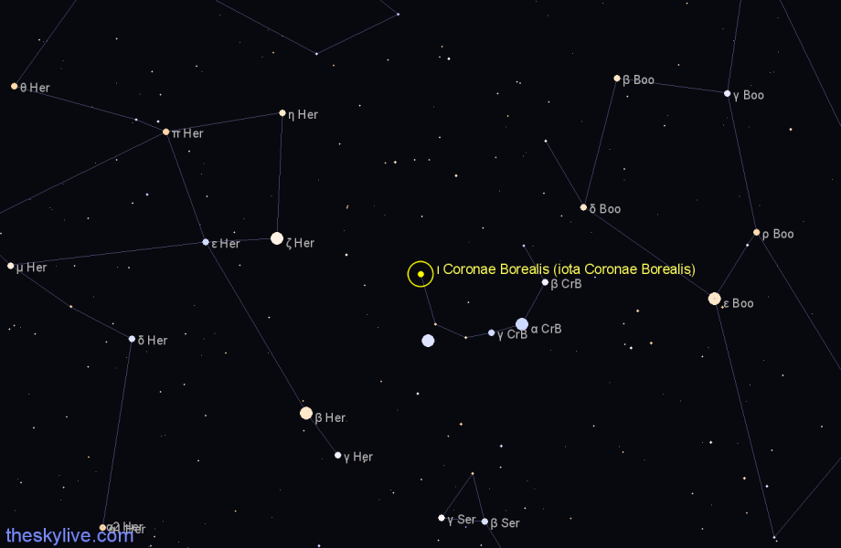 Finder chart ι Coronae Borealis (iota Coronae Borealis) star