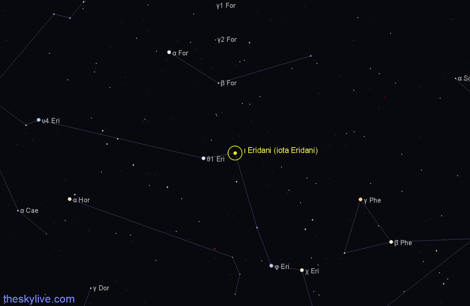 Finder chart ι Eridani (iota Eridani) star
