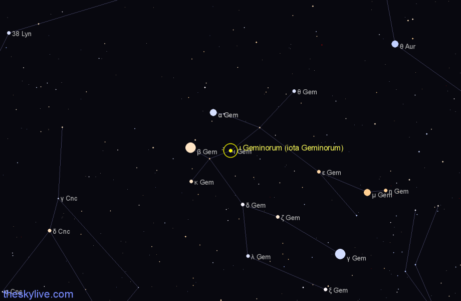 Finder chart ι Geminorum (iota Geminorum) star