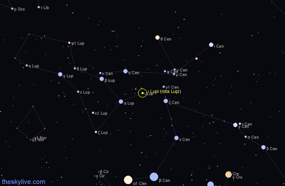 Finder chart ι Lupi (iota Lupi) star