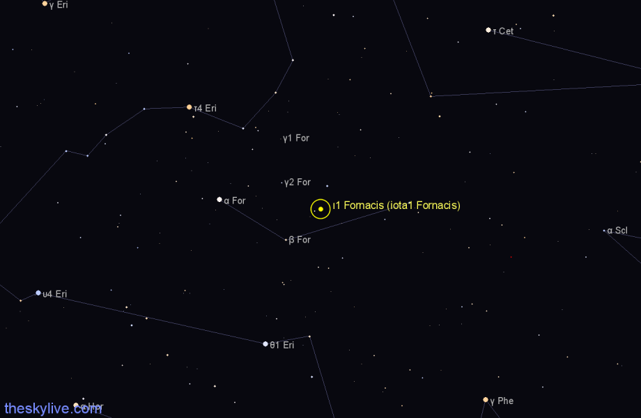 Finder chart ι1 Fornacis (iota1 Fornacis) star