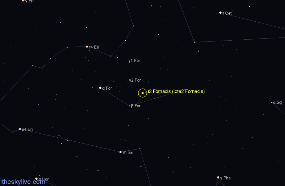 Finder chart ι2 Fornacis (iota2 Fornacis) star