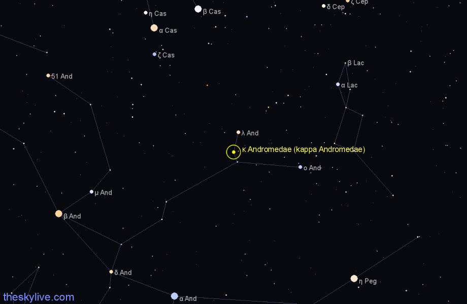 Finder chart κ Andromedae (kappa Andromedae) star