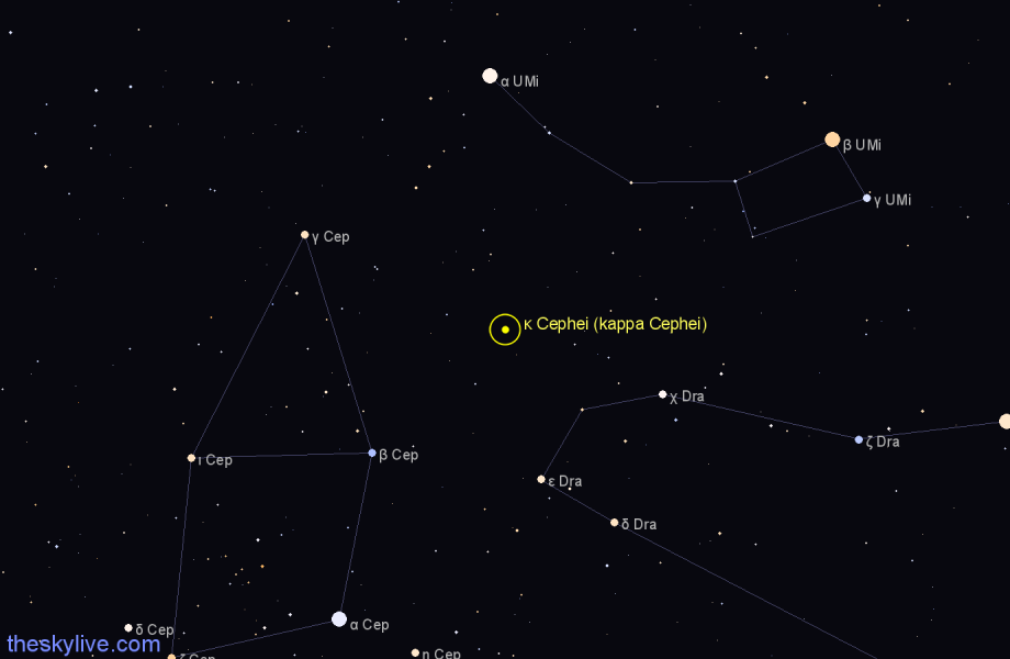 Finder chart κ Cephei (kappa Cephei) star