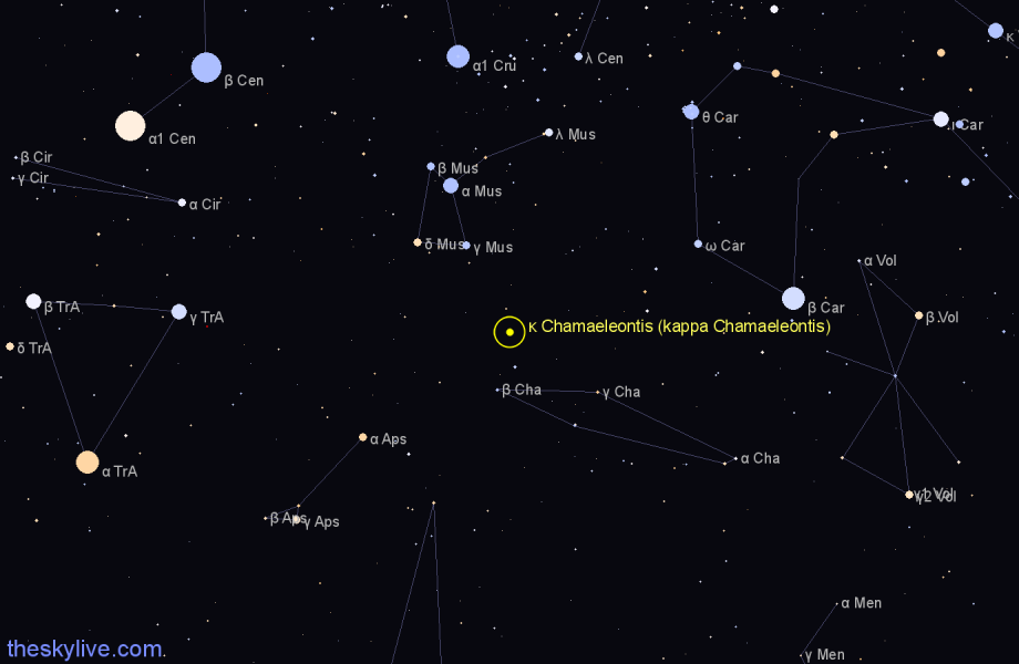 Finder chart κ Chamaeleontis (kappa Chamaeleontis) star