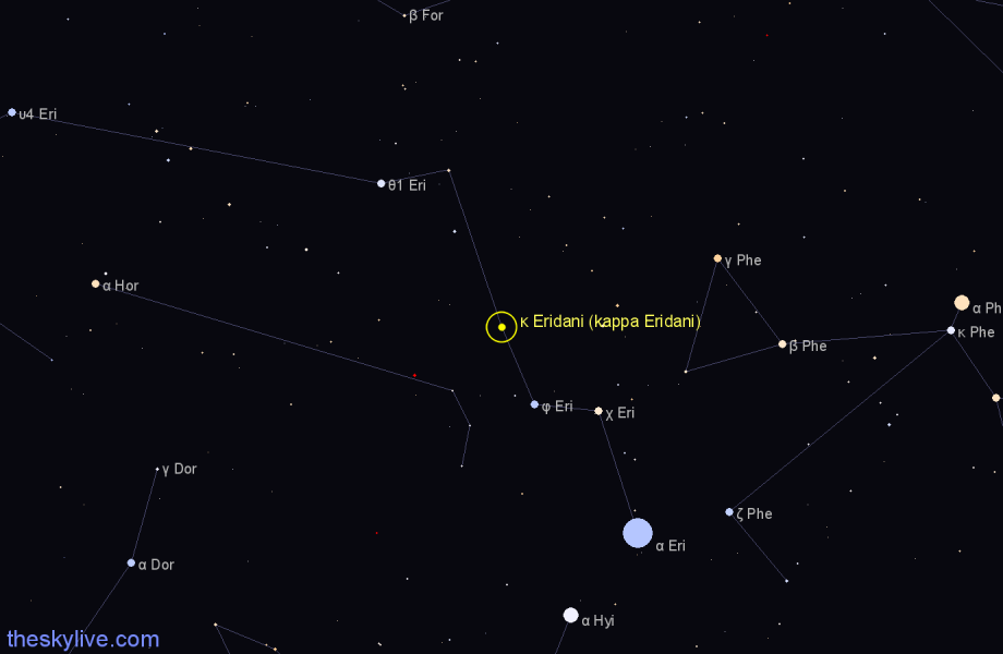 Finder chart κ Eridani (kappa Eridani) star