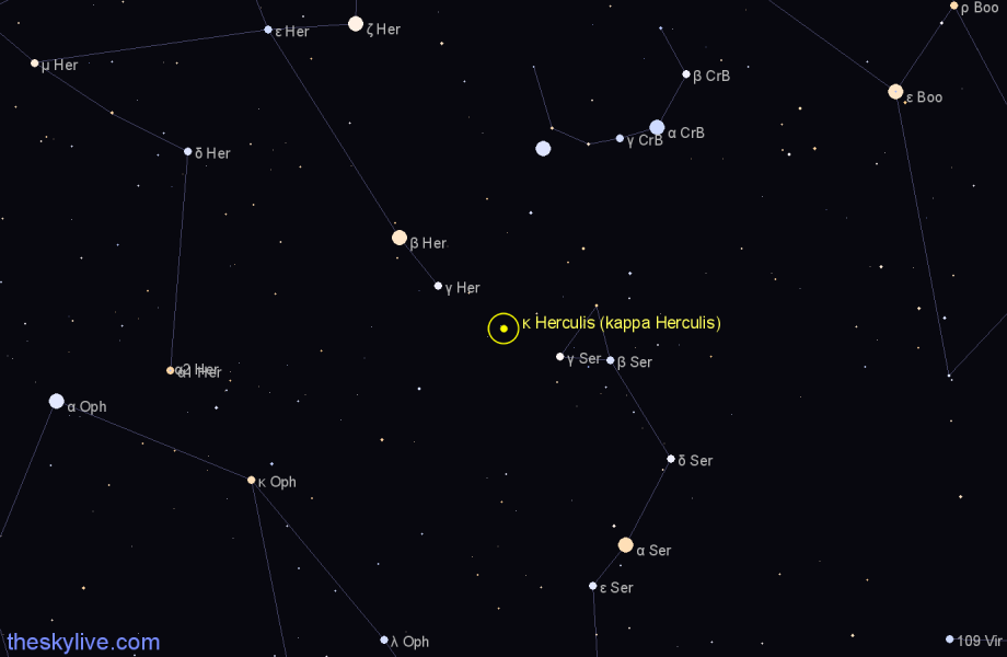 Finder chart κ Herculis (kappa Herculis) star