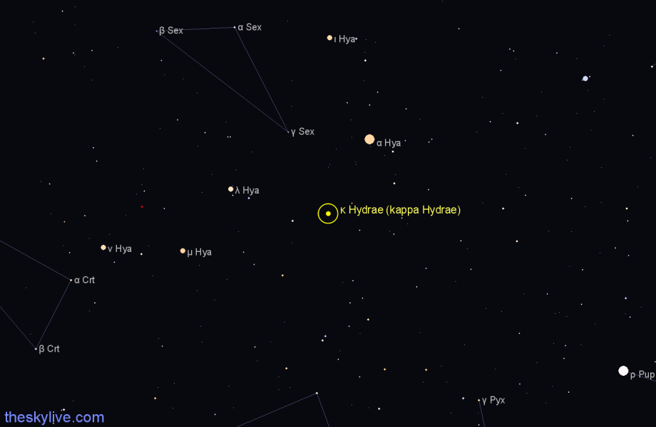 Finder chart κ Hydrae (kappa Hydrae) star