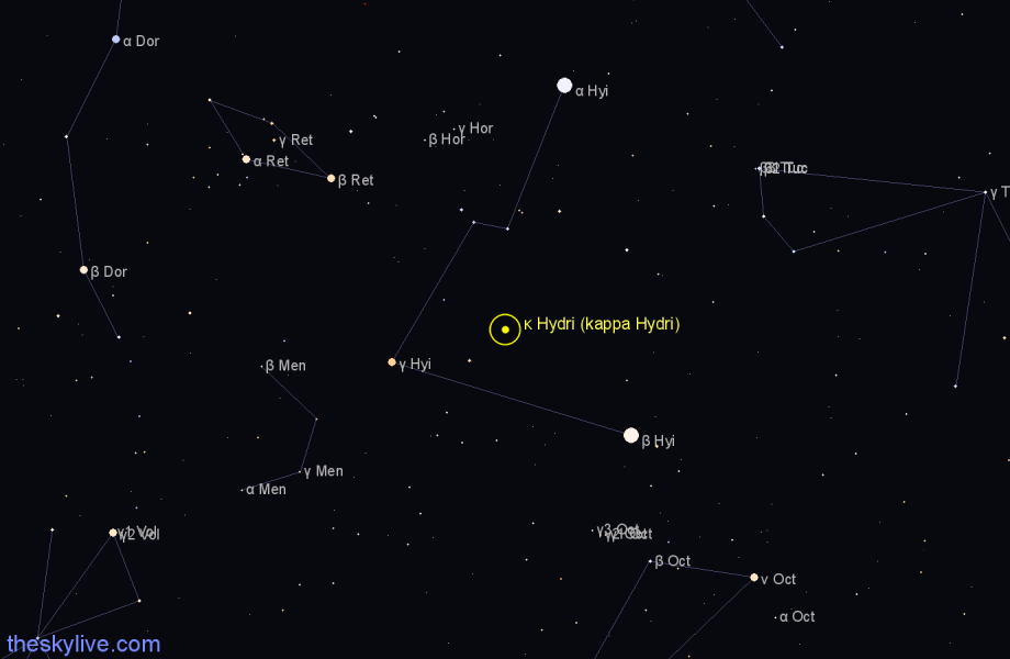 Finder chart κ Hydri (kappa Hydri) star