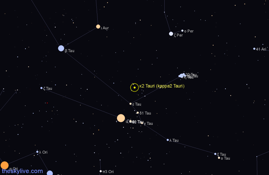 Finder chart κ2 Tauri (kappa2 Tauri) star