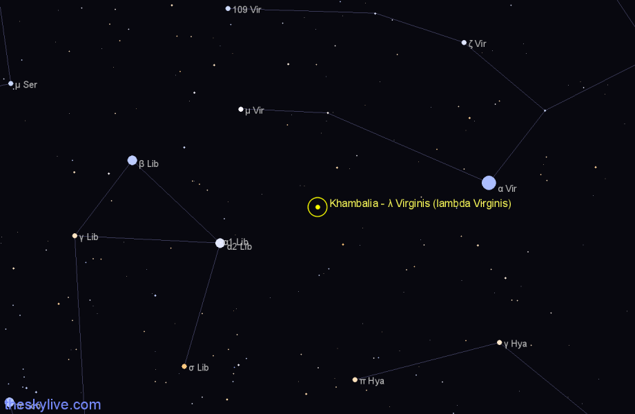 Finder chart Khambalia - λ Virginis (lambda Virginis) star