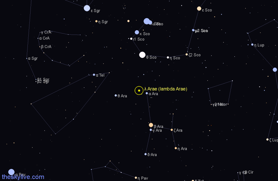 Finder chart λ Arae (lambda Arae) star