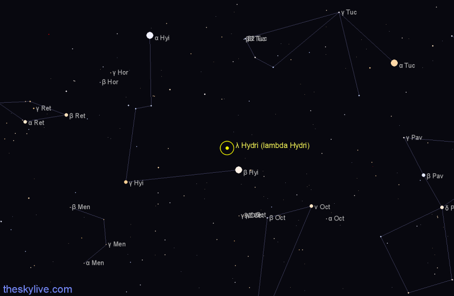 Finder chart λ Hydri (lambda Hydri) star
