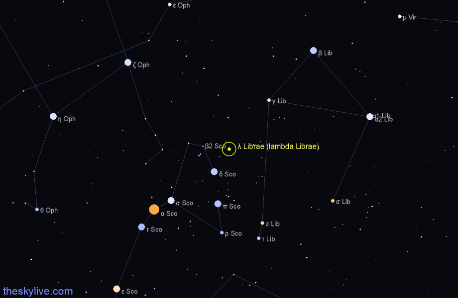 Finder chart λ Librae (lambda Librae) star