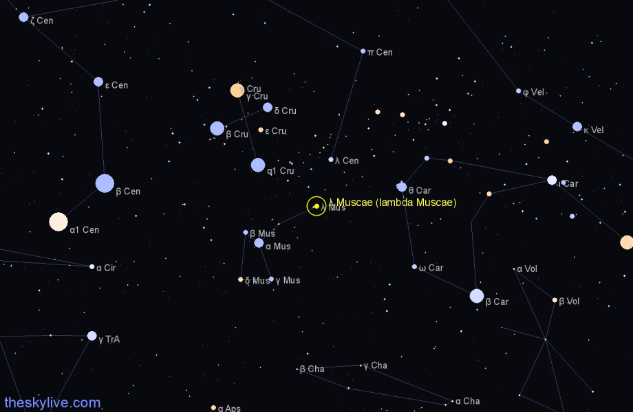 Finder chart λ Muscae (lambda Muscae) star
