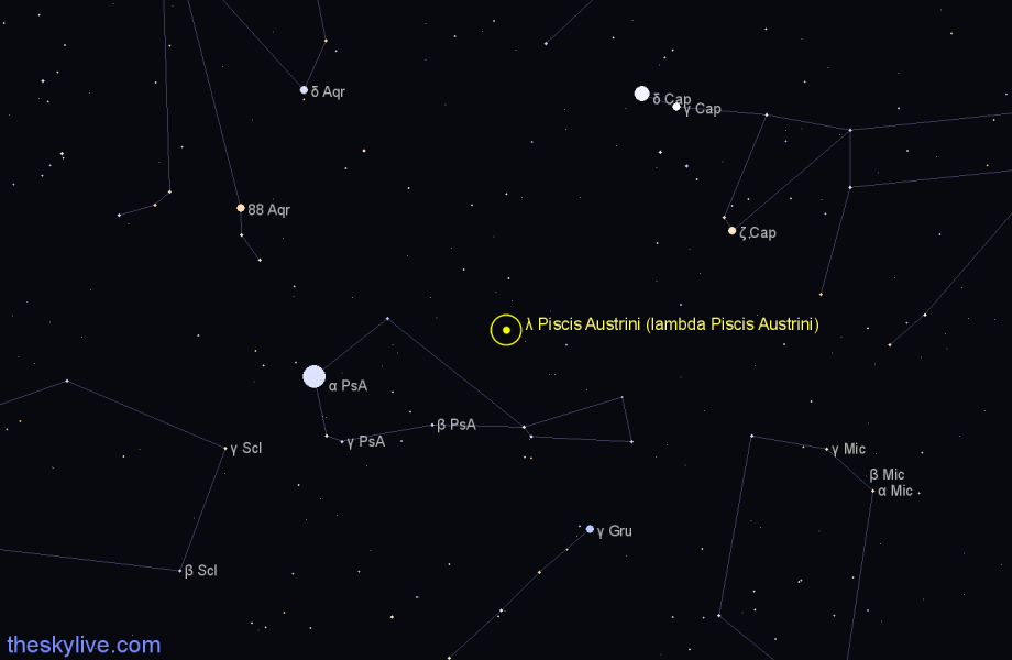 Finder chart λ Piscis Austrini (lambda Piscis Austrini) star