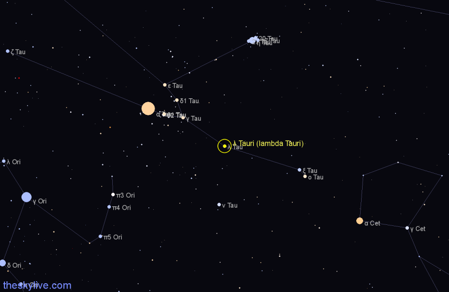 Finder chart λ Tauri (lambda Tauri) star