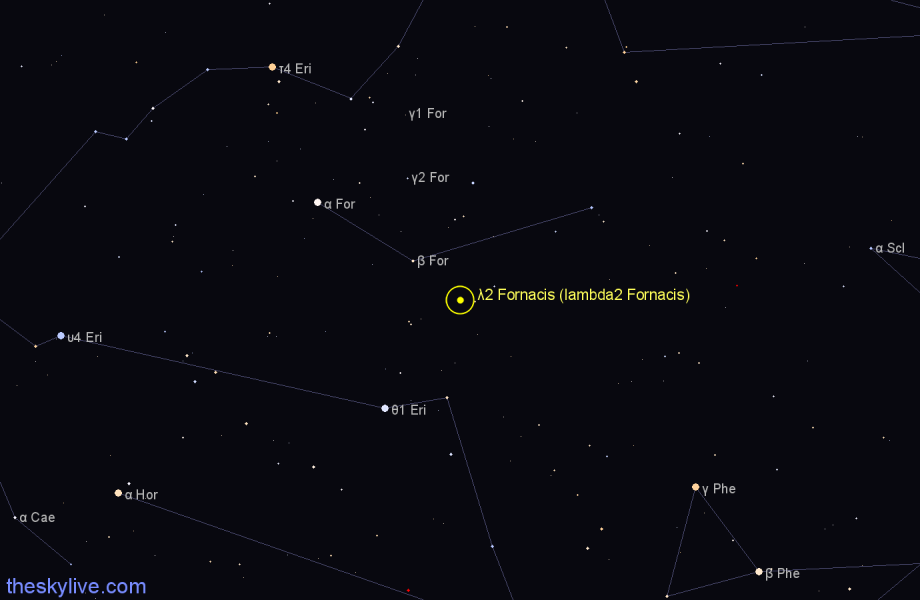 Finder chart λ2 Fornacis (lambda2 Fornacis) star