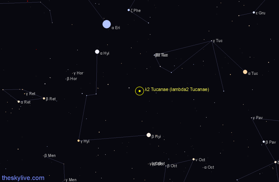 Finder chart λ2 Tucanae (lambda2 Tucanae) star
