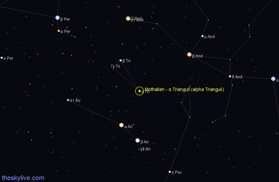 Finder chart Mothallah - α Trianguli (alpha Trianguli) star