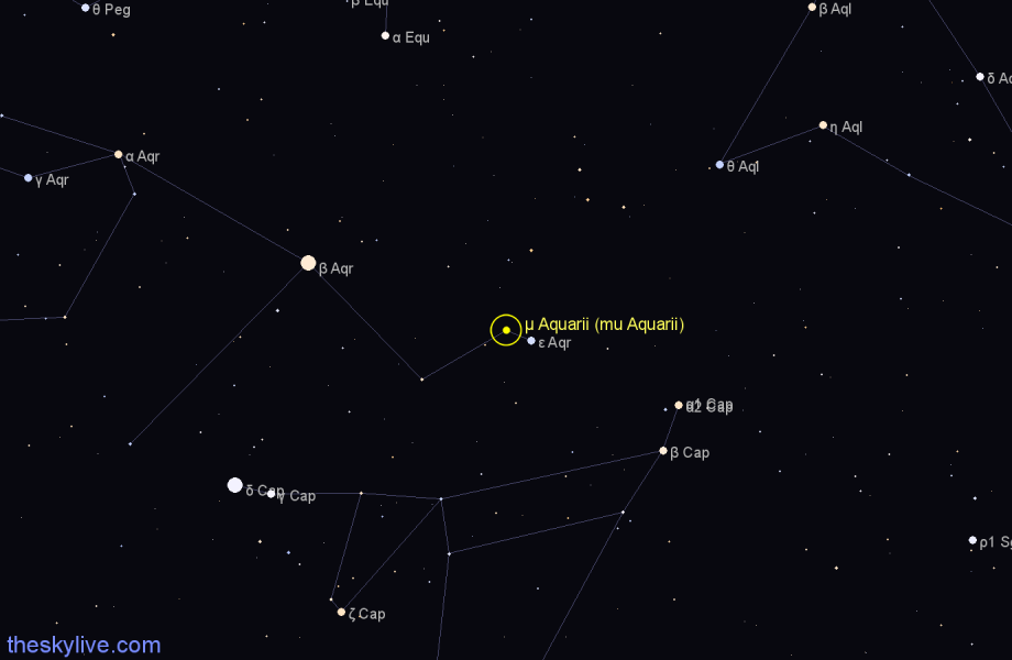 Finder chart μ Aquarii (mu Aquarii) star