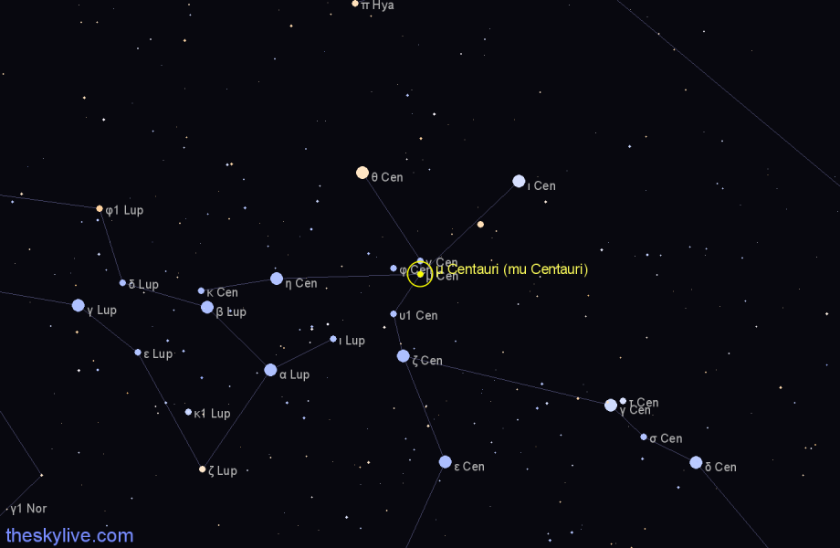 M Centauri Mu Centauri Star In Centaurus Theskylive Com