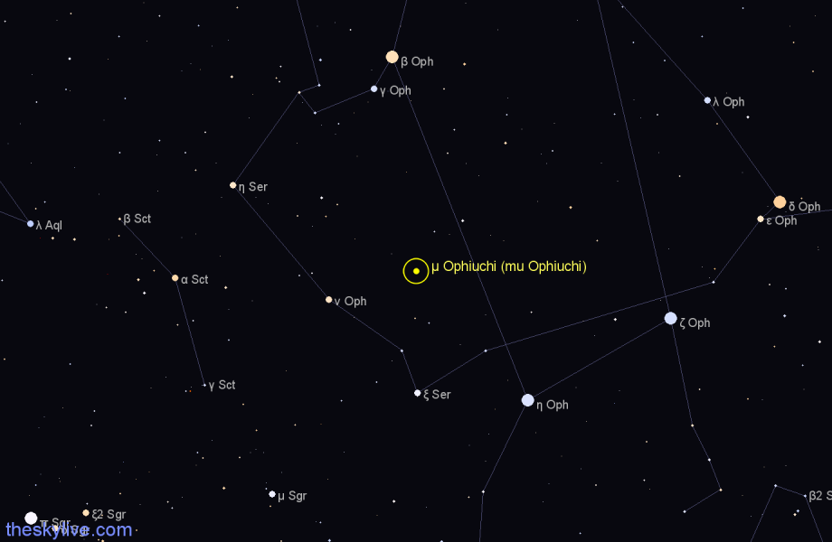 Finder chart μ Ophiuchi (mu Ophiuchi) star