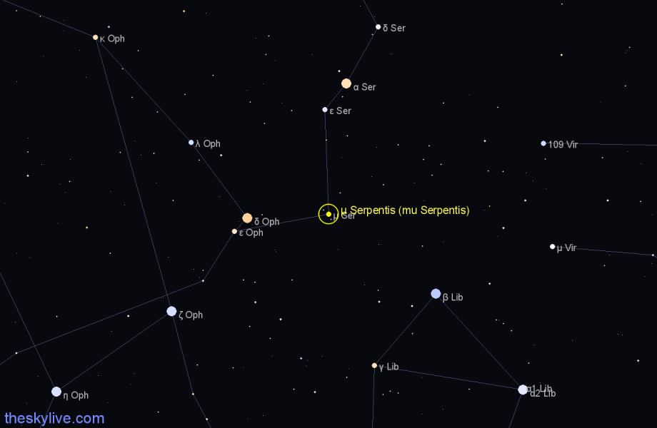 Finder chart μ Serpentis (mu Serpentis) star