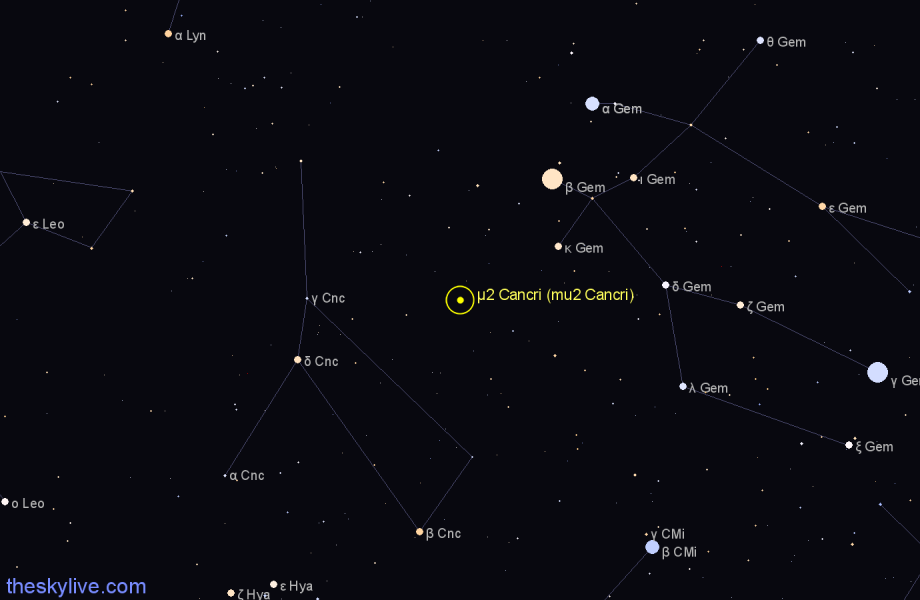 Finder chart μ2 Cancri (mu2 Cancri) star