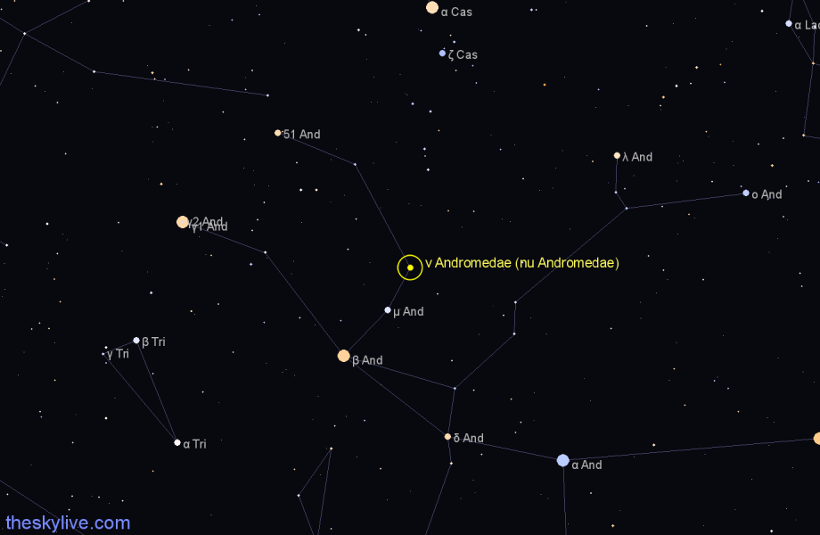 Finder chart ν Andromedae (nu Andromedae) star