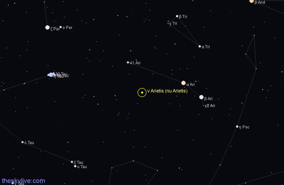 Finder chart ν Arietis (nu Arietis) star
