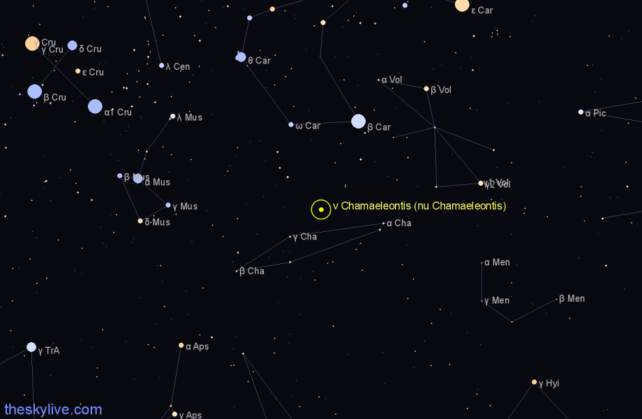 Finder chart ν Chamaeleontis (nu Chamaeleontis) star