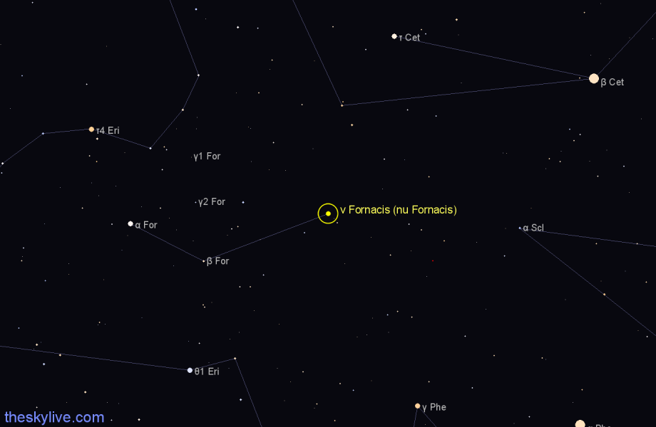 Finder chart ν Fornacis (nu Fornacis) star