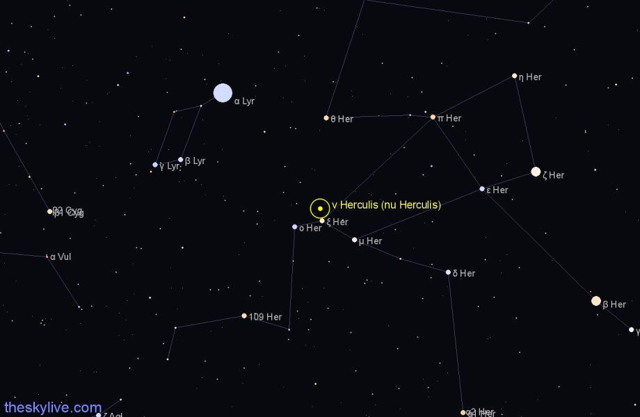 Finder chart ν Herculis (nu Herculis) star