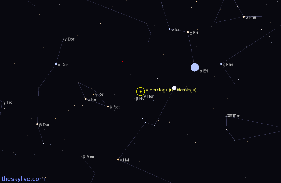 Finder chart ν Horologii (nu Horologii) star