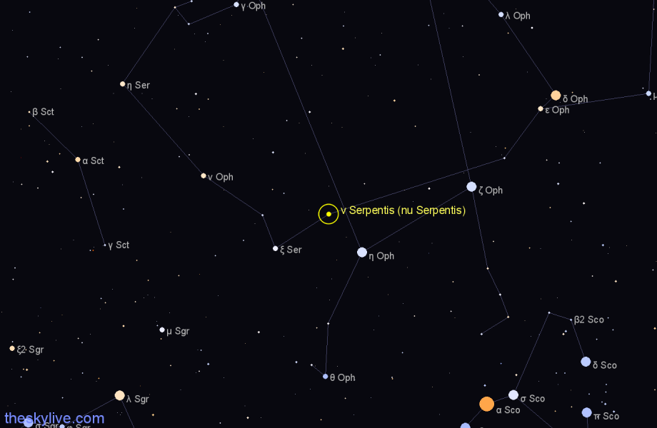 Finder chart ν Serpentis (nu Serpentis) star