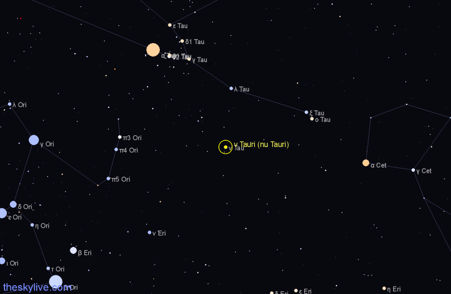 Finder chart ν Tauri (nu Tauri) star