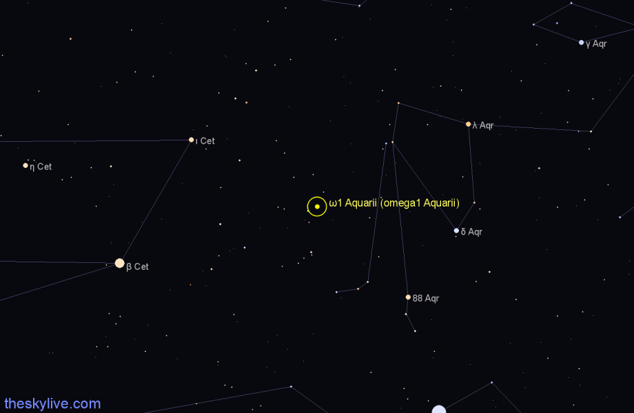 Finder chart ω1 Aquarii (omega1 Aquarii) star