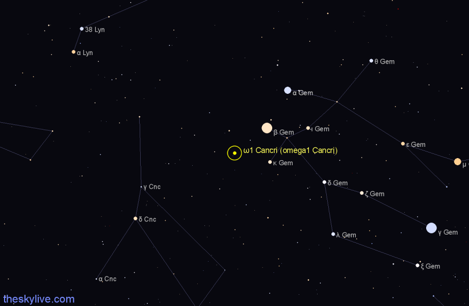 Finder chart ω1 Cancri (omega1 Cancri) star