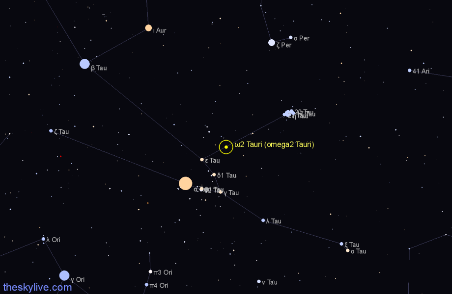 Finder chart ω2 Tauri (omega2 Tauri) star