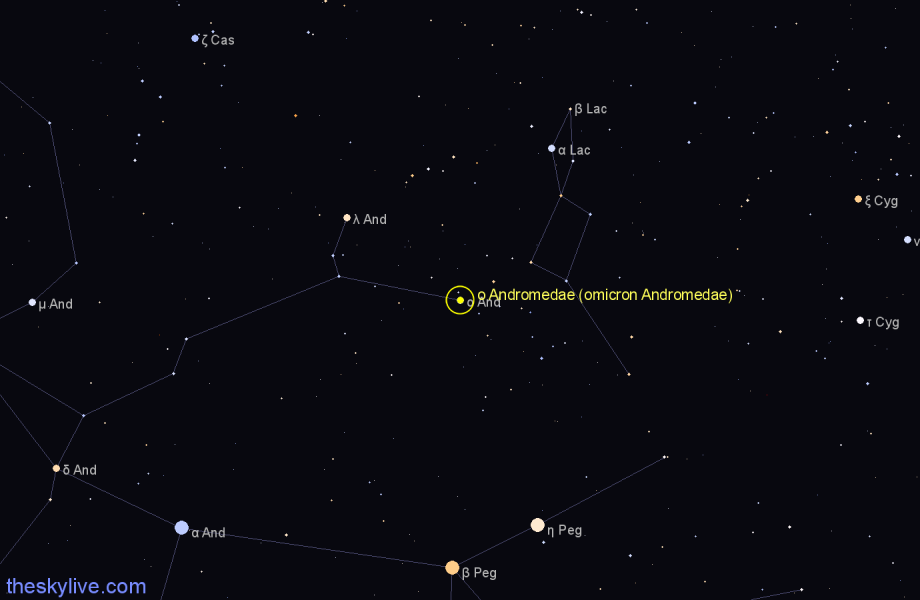 Finder chart ο Andromedae (omicron Andromedae) star