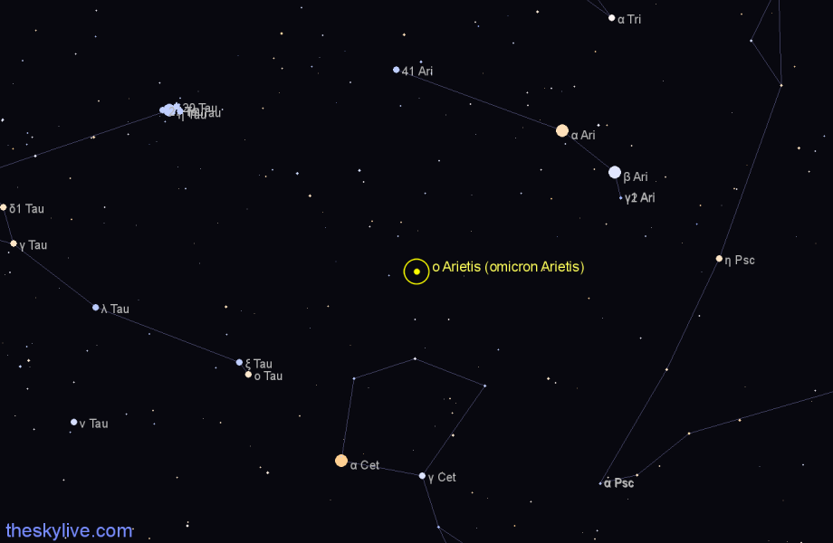Finder chart ο Arietis (omicron Arietis) star