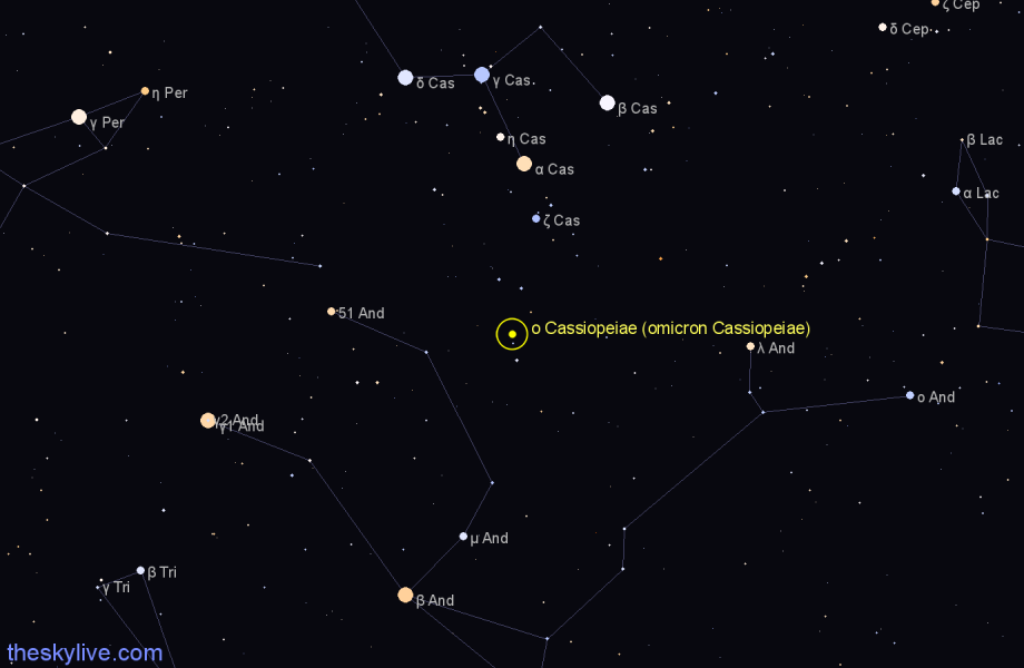 Finder chart ο Cassiopeiae (omicron Cassiopeiae) star