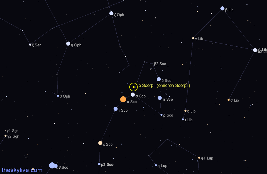 Finder chart ο Scorpii (omicron Scorpii) star