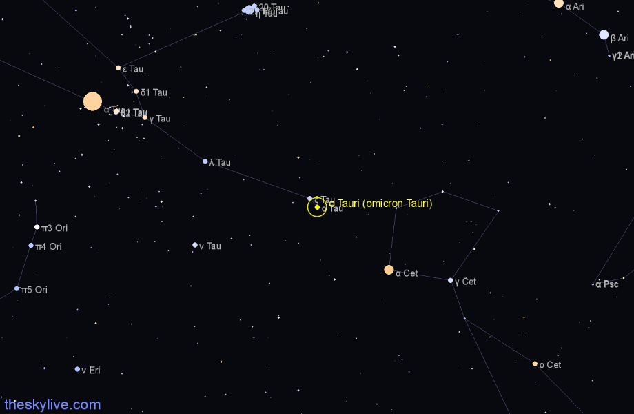 Finder chart ο Tauri (omicron Tauri) star